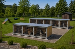 Odstavný trojbox pro psy, rozměr 1,25 x 2,25 x 0,8 m