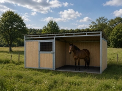 Dřevěný přístřešek pro koně 3 x 3 m s boxem 3 x 3 m